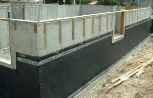 SUPERSEAL Dimpled membrane on a concrete foundation